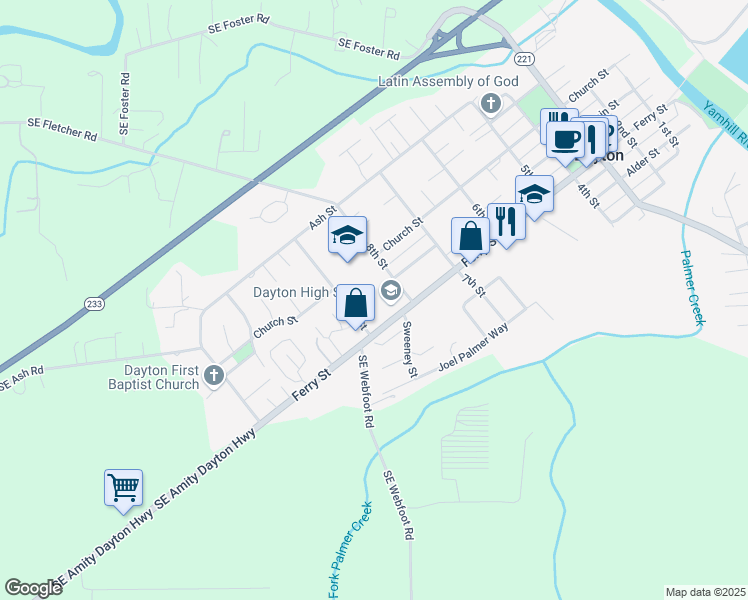 map of restaurants, bars, coffee shops, grocery stores, and more near 801 Ferry Street in Dayton