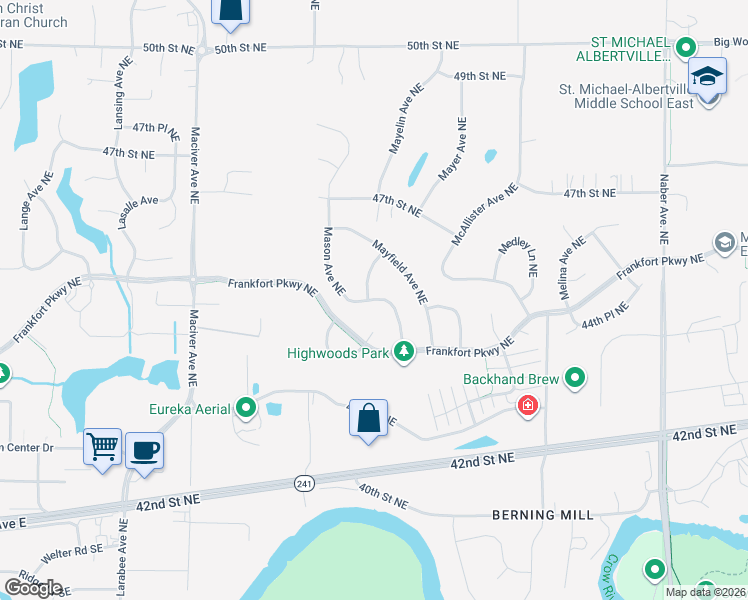 map of restaurants, bars, coffee shops, grocery stores, and more near 4481 Mason Avenue in Saint Michael