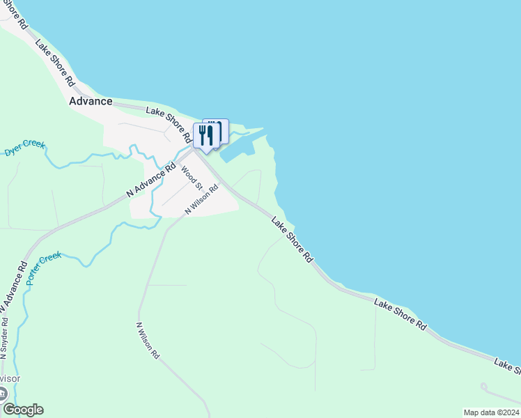 map of restaurants, bars, coffee shops, grocery stores, and more near 4347 Lake Shore Road in Boyne City
