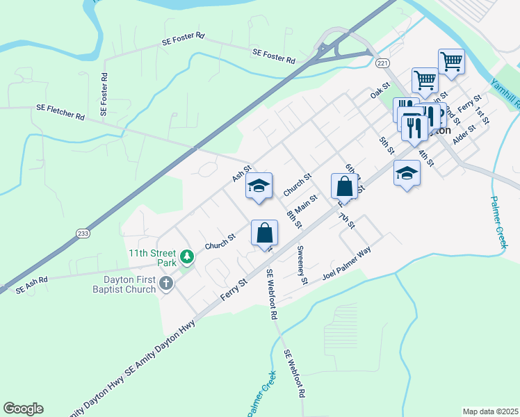 map of restaurants, bars, coffee shops, grocery stores, and more near 801 Ferry Street in Dayton