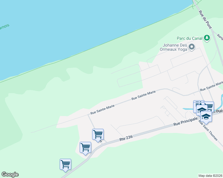 map of restaurants, bars, coffee shops, grocery stores, and more near 142 Rue du Quai in Montérégie
