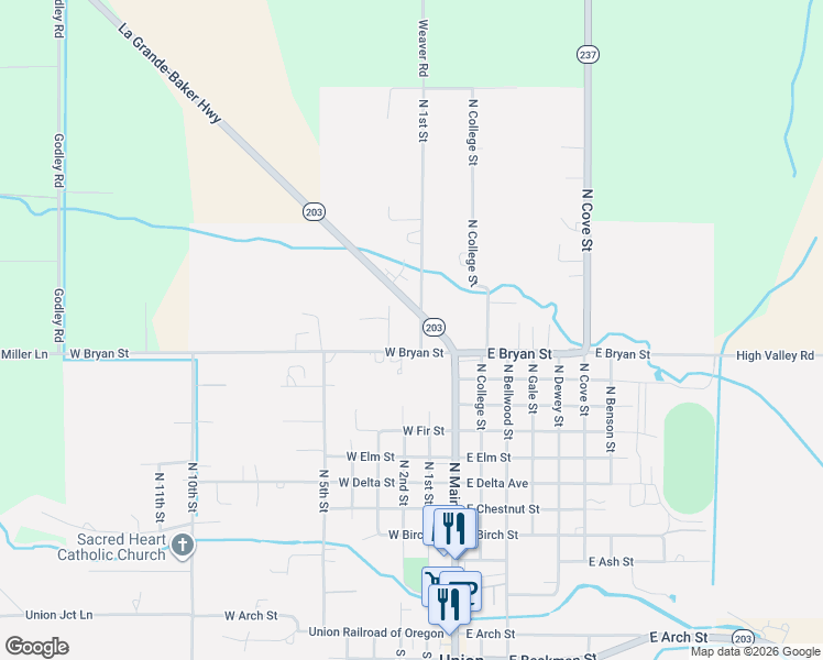 map of restaurants, bars, coffee shops, grocery stores, and more near 1270 North 1st Street in Union