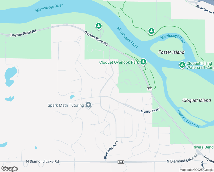 map of restaurants, bars, coffee shops, grocery stores, and more near 14520 River Hills Parkway in Dayton