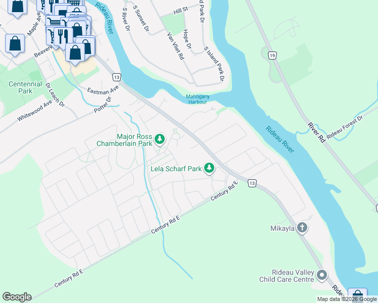 map of restaurants, bars, coffee shops, grocery stores, and more near 5696 Manotick Main Street in Ottawa