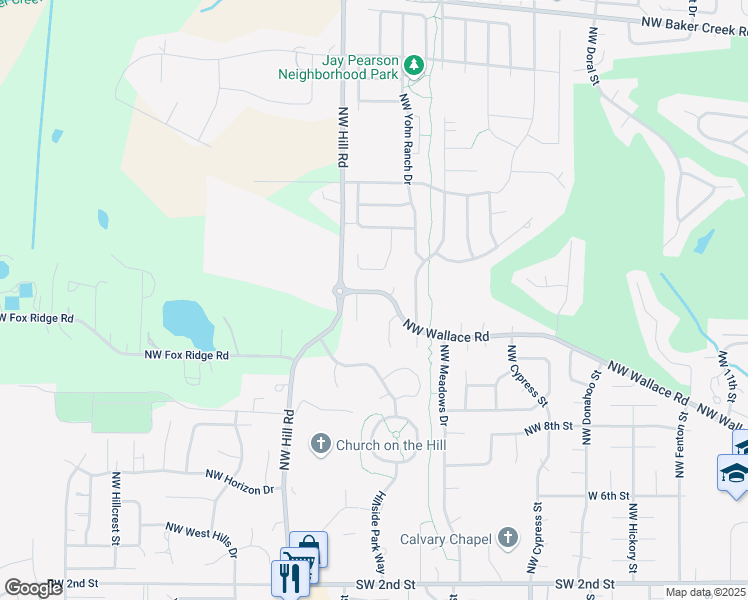 map of restaurants, bars, coffee shops, grocery stores, and more near 2000 Northwest Wallace Road in McMinnville