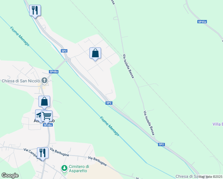 map of restaurants, bars, coffee shops, grocery stores, and more near 4 Via Isolella San P. in Asparetto