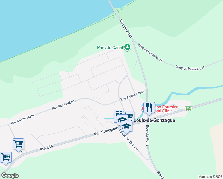 map of restaurants, bars, coffee shops, grocery stores, and more near 11 Rue des Écossais in Montérégie