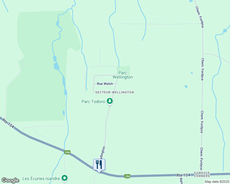 map of restaurants, bars, coffee shops, grocery stores, and more near 178 Rue Wellington in Cowansville