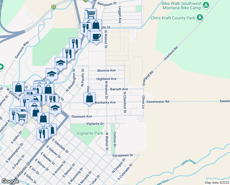 map of restaurants, bars, coffee shops, grocery stores, and more near 630 Barnett Ave in Dillon