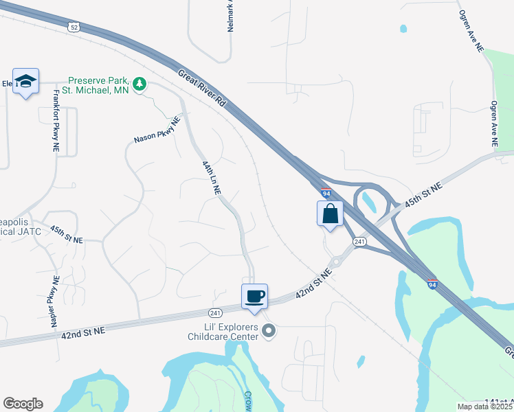 map of restaurants, bars, coffee shops, grocery stores, and more near 14075 45th Court Northeast in Saint Michael