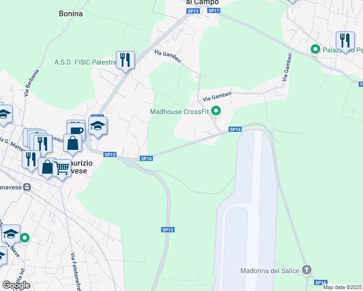map of restaurants, bars, coffee shops, grocery stores, and more near 7 Via Leinì in Città Metropolitana di Torino