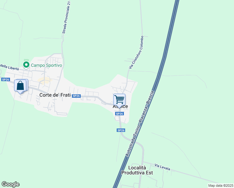 map of restaurants, bars, coffee shops, grocery stores, and more near 1 Vicolo Vittorio Alfieri in Corte De' Frati