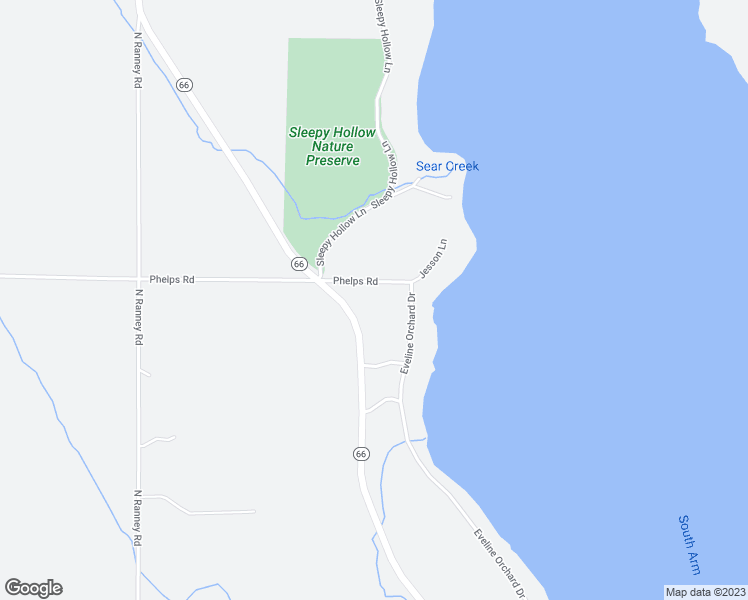 map of restaurants, bars, coffee shops, grocery stores, and more near 9236 Phelps Road in East Jordan