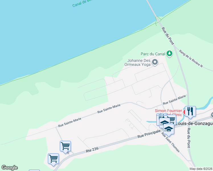 map of restaurants, bars, coffee shops, grocery stores, and more near 81 Rue des pêcheurs in Montérégie