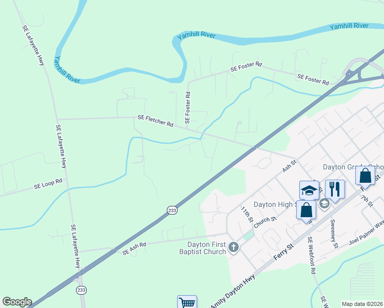 map of restaurants, bars, coffee shops, grocery stores, and more near Southeast Fletcher Road in Dayton