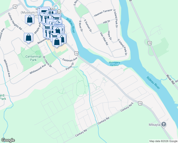 map of restaurants, bars, coffee shops, grocery stores, and more near 5655 Mahogany Harbour Lane in Ottawa