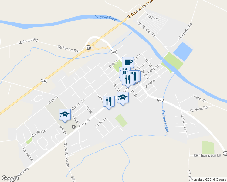 map of restaurants, bars, coffee shops, grocery stores, and more near 414 5th Street in Dayton