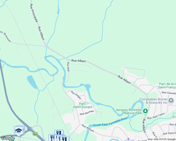 map of restaurants, bars, coffee shops, grocery stores, and more near 164 Rue Jules Monast in Cowansville