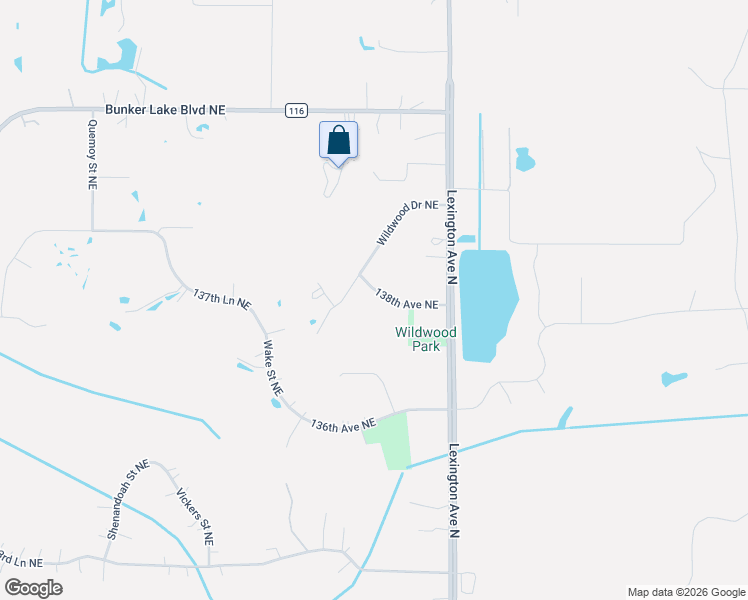 map of restaurants, bars, coffee shops, grocery stores, and more near 4040 Wildwood Drive Northeast in Ham Lake