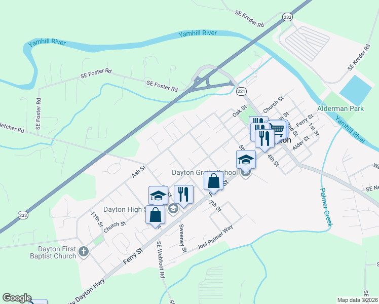 map of restaurants, bars, coffee shops, grocery stores, and more near 224 6th Street in Dayton