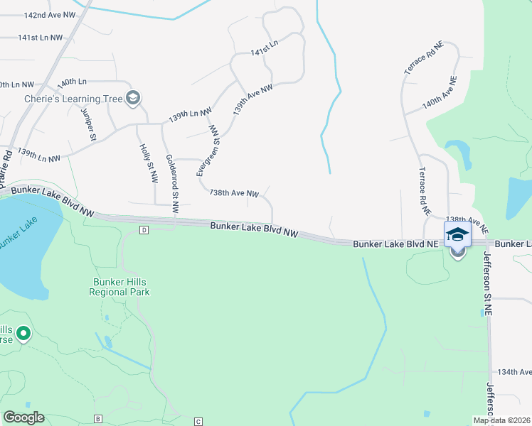 map of restaurants, bars, coffee shops, grocery stores, and more near 13788 Butternut Street Northwest in Andover