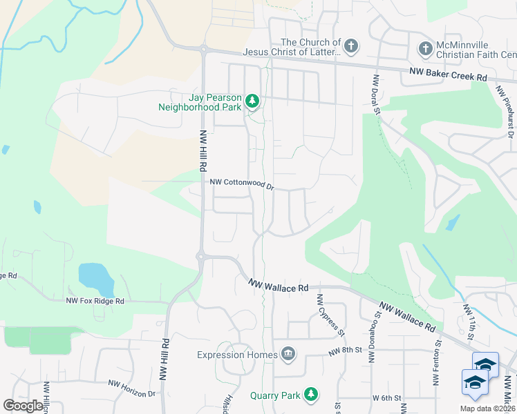 map of restaurants, bars, coffee shops, grocery stores, and more near 1759 Northwest Meadows Drive in McMinnville