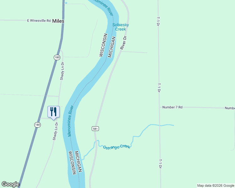 map of restaurants, bars, coffee shops, grocery stores, and more near River Drive in Wallace