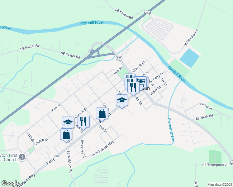 map of restaurants, bars, coffee shops, grocery stores, and more near 306 5th Street in Dayton