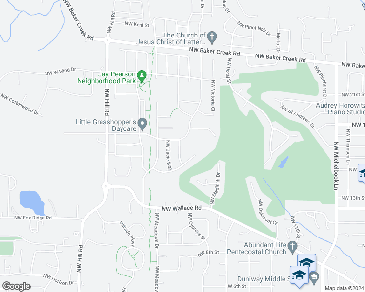 map of restaurants, bars, coffee shops, grocery stores, and more near 1754 Northwest Frances Drive in McMinnville