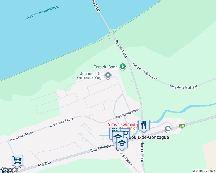 map of restaurants, bars, coffee shops, grocery stores, and more near 6 Rue du Quai in Montérégie
