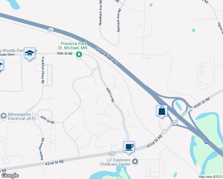 map of restaurants, bars, coffee shops, grocery stores, and more near 13900 47th Lane Northeast in Saint Michael