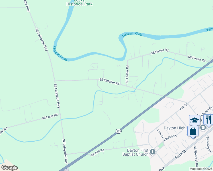 map of restaurants, bars, coffee shops, grocery stores, and more near 13500 Southeast Fletcher Road in Dayton
