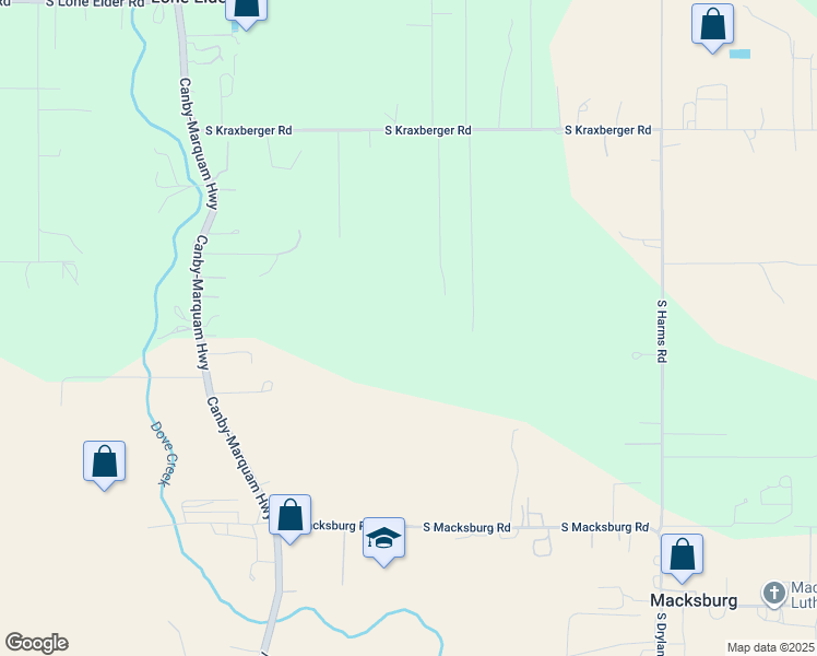 map of restaurants, bars, coffee shops, grocery stores, and more near 9440 South Kraxberger Road in Canby