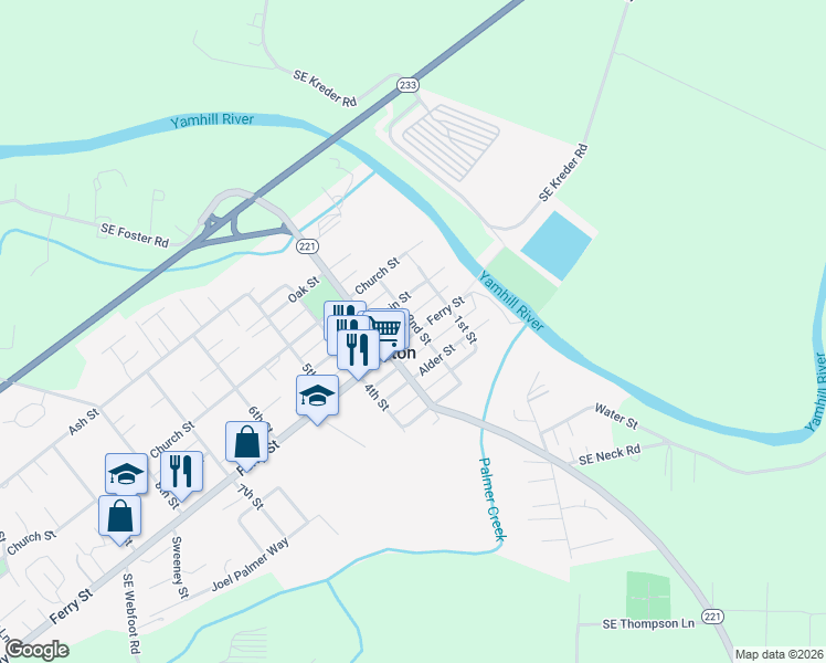 map of restaurants, bars, coffee shops, grocery stores, and more near 103 Ferry Street in Dayton