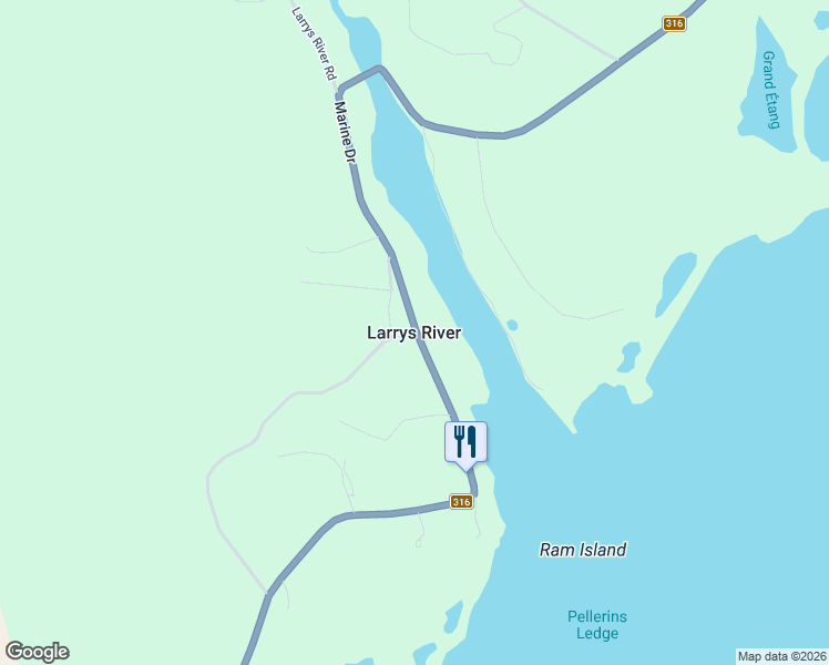 map of restaurants, bars, coffee shops, grocery stores, and more near in Larrys River