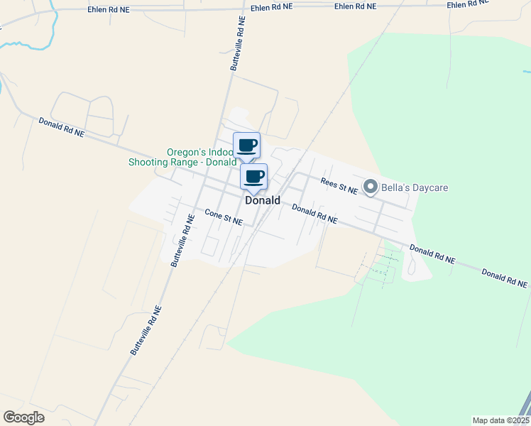 map of restaurants, bars, coffee shops, grocery stores, and more near in Donald