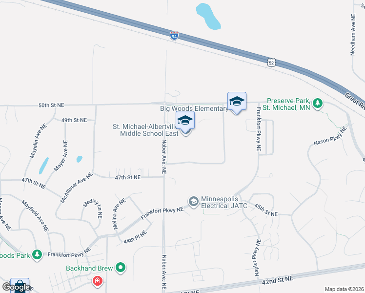 map of restaurants, bars, coffee shops, grocery stores, and more near 4862 Naber Avenue Northeast in Saint Michael