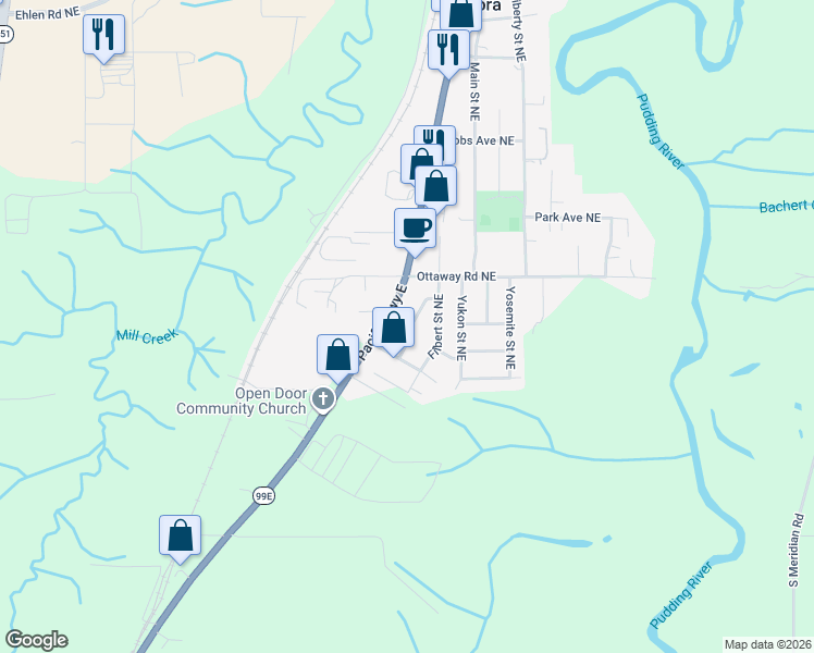map of restaurants, bars, coffee shops, grocery stores, and more near 20815 Walnut St NE in Aurora