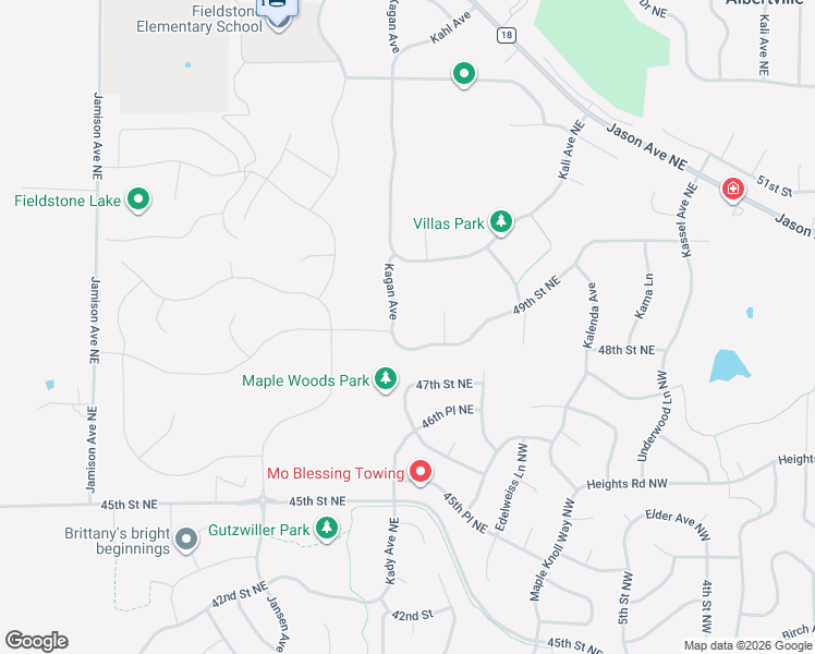 map of restaurants, bars, coffee shops, grocery stores, and more near 4906 Kagan Avenue in Albertville