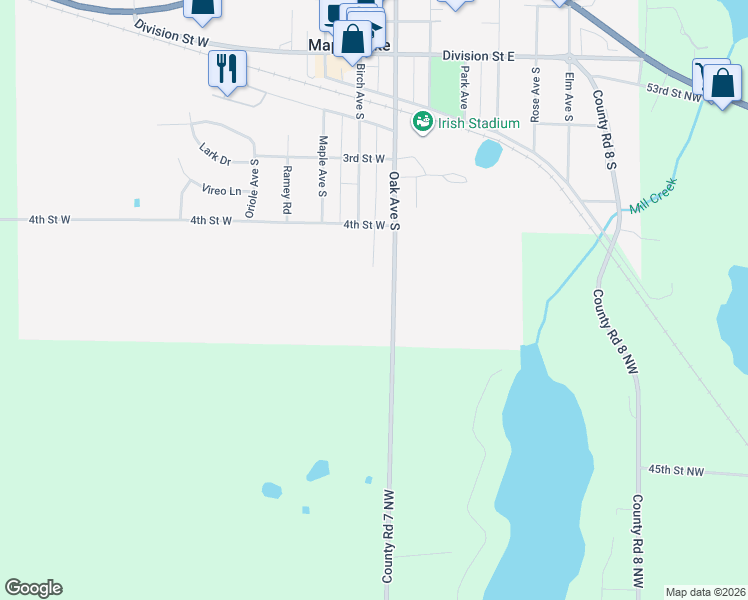 map of restaurants, bars, coffee shops, grocery stores, and more near in Maple Lake