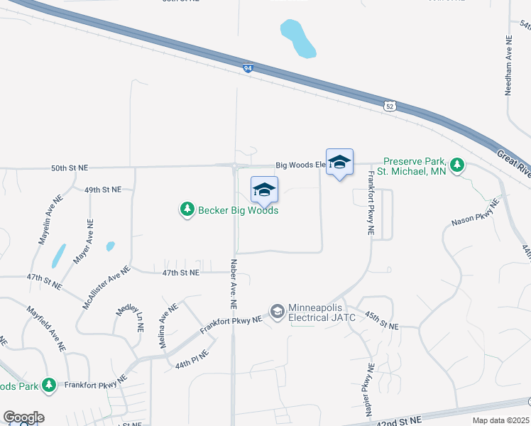map of restaurants, bars, coffee shops, grocery stores, and more near 4862 Naber Avenue Northeast in Saint Michael