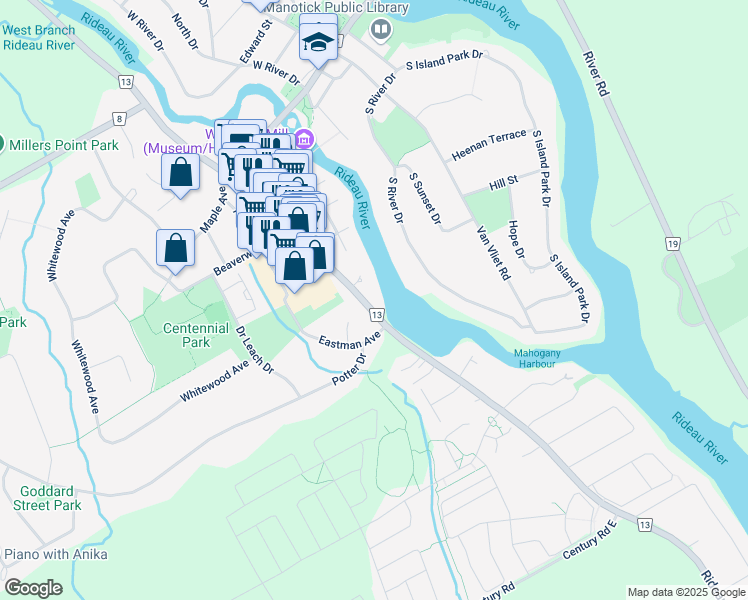 map of restaurants, bars, coffee shops, grocery stores, and more near 5599 Manotick Main Street in Ottawa