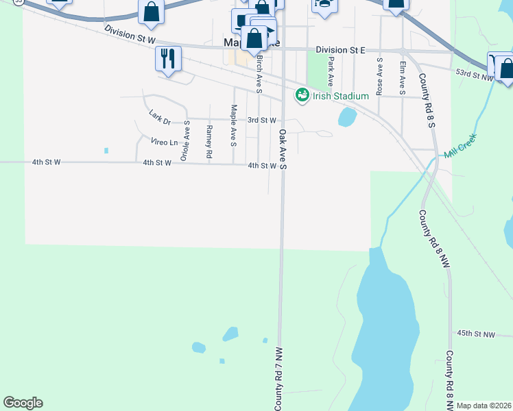 map of restaurants, bars, coffee shops, grocery stores, and more near in Maple Lake