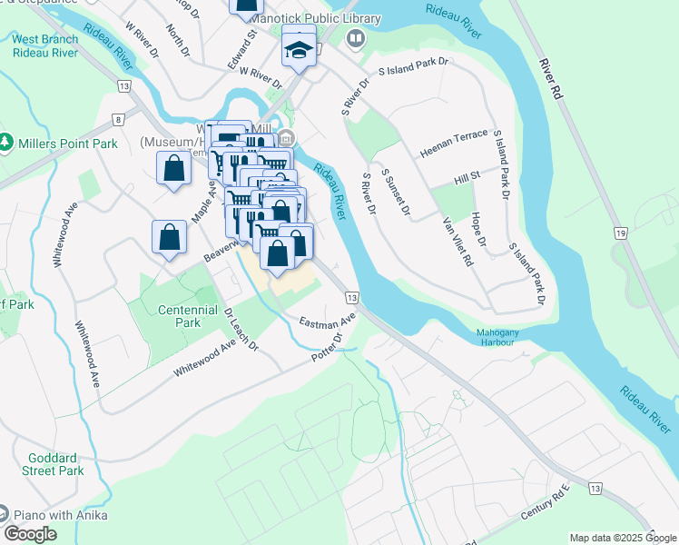 map of restaurants, bars, coffee shops, grocery stores, and more near 5591 Manotick Main Street in Ottawa