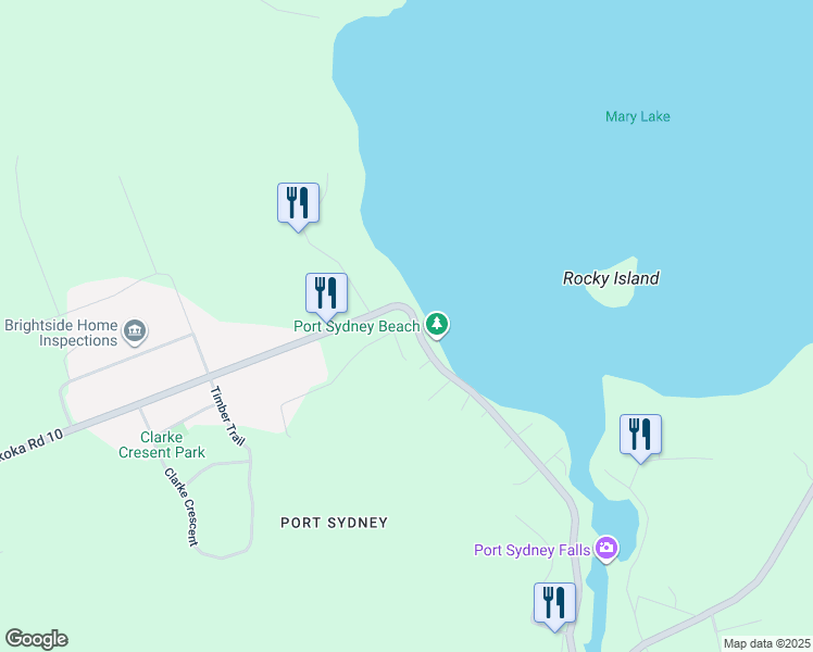 map of restaurants, bars, coffee shops, grocery stores, and more near 549 Muskoka Road 10 in Huntsville