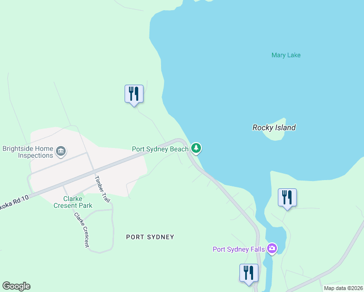 map of restaurants, bars, coffee shops, grocery stores, and more near 539 Muskoka District Road 10 in Huntsville