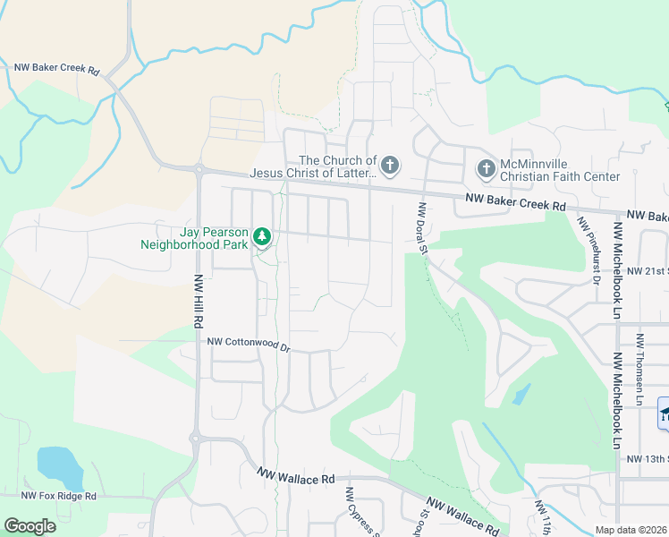 map of restaurants, bars, coffee shops, grocery stores, and more near 2132 Northwest McGarey Drive in McMinnville