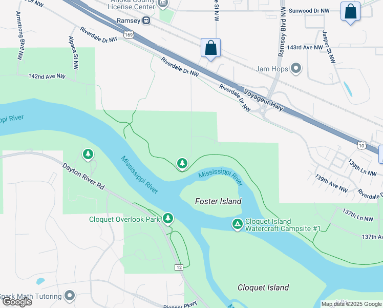 map of restaurants, bars, coffee shops, grocery stores, and more near 13901 Traprock Street Northwest in Ramsey