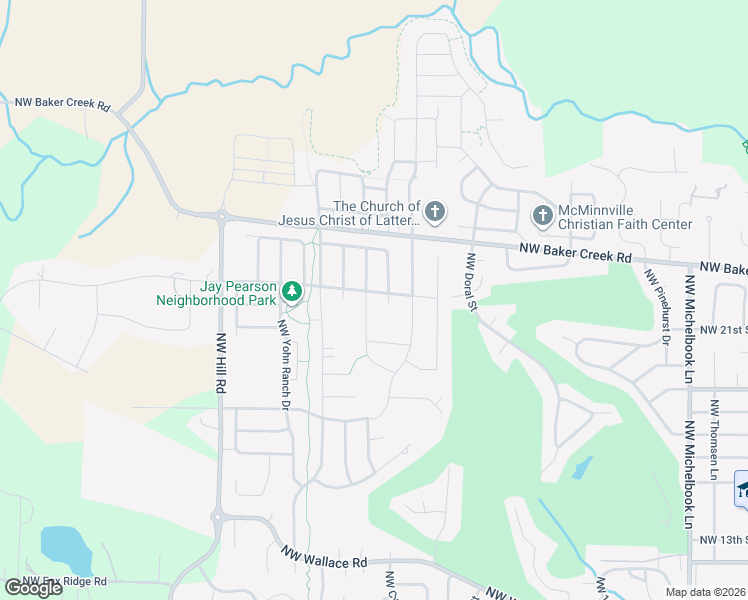 map of restaurants, bars, coffee shops, grocery stores, and more near 2132 Northwest McGarey Drive in McMinnville