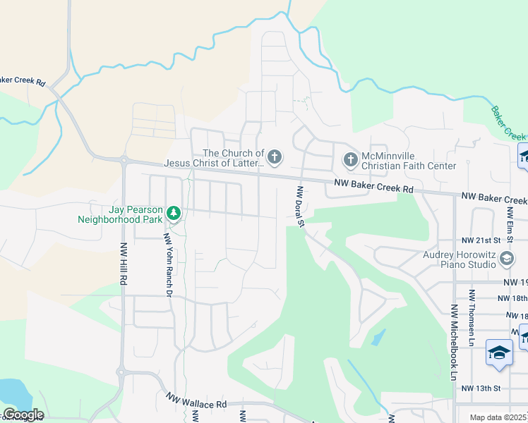 map of restaurants, bars, coffee shops, grocery stores, and more near 2304 Northwest Shadden Drive in McMinnville